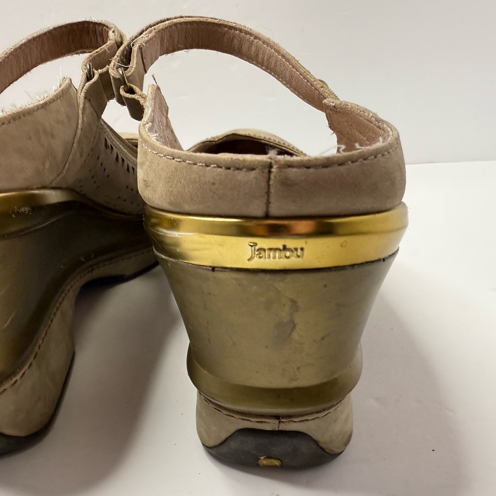 Jambu Tan Leather Mary Jane Women's Shoes Slip-On Wedge Comfort Size 11 - Picture 5 of 6